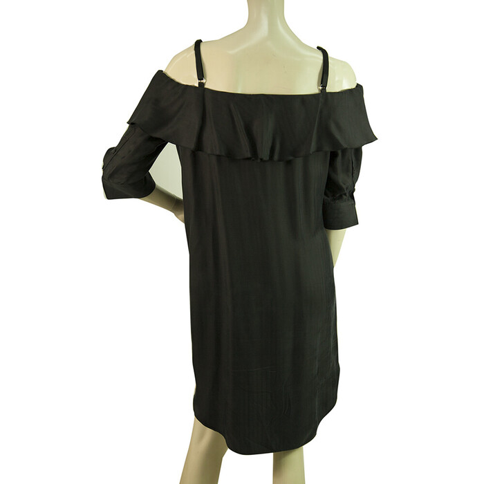 Neil Barrett Black Off Shoulders Ruffled Loose Mini Dress size S