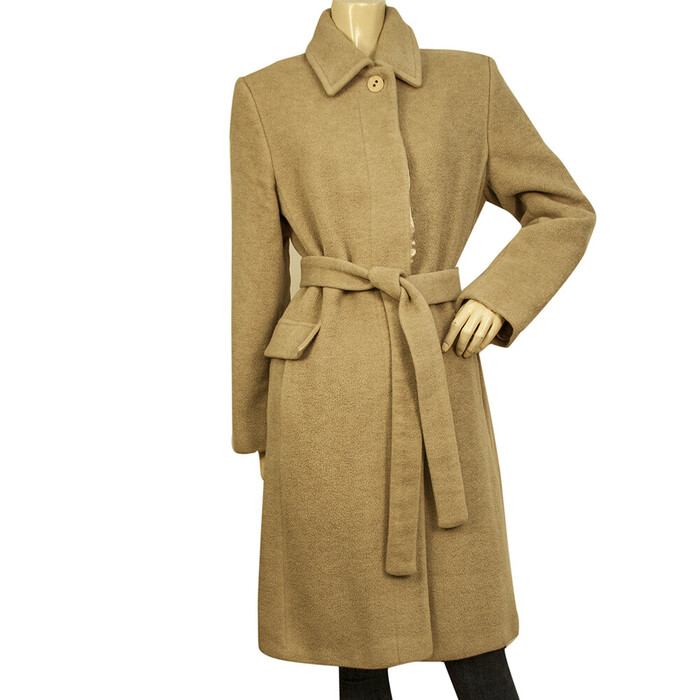 Per te by Krizia 100% Virgin Wool Button Front Belted Classic Coat