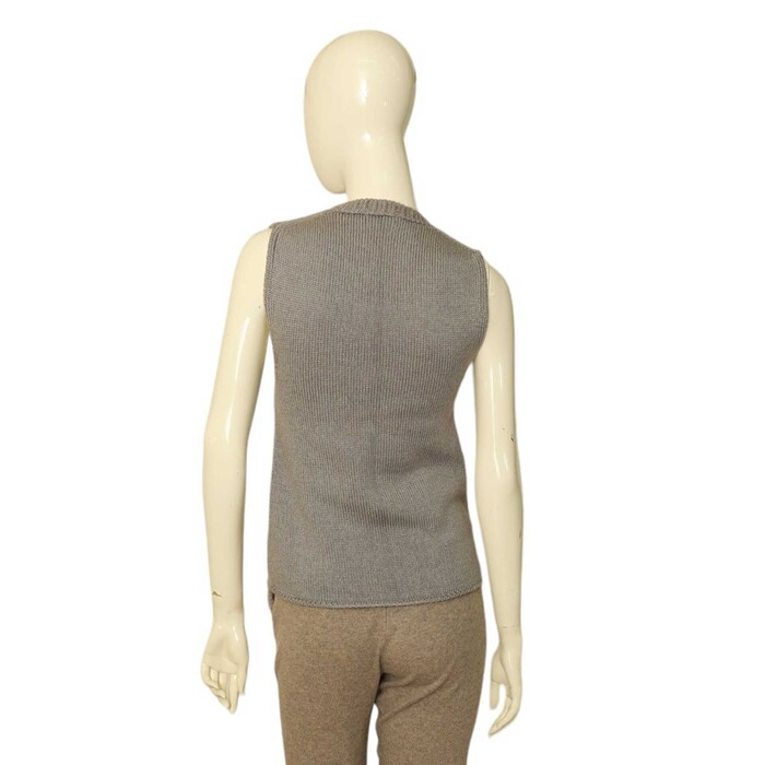 Iceberg Gray Wool Knit Gillet Vest V- Neckline Sleeveless Top