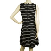 Alice + Olivia Black w. white Stripes Cotton Wool Skater Style Knit Dress sz L