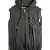 Philipp Plein Sport Gray Sleeveless Vest Hooded Zipper Cotton Top Jacket Unisex