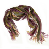 Multicolor Purple Stripes Ruched Long Scarf Wrap Cache Col