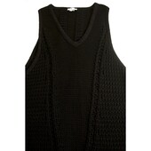 Helmut Lang Black Linen Blend Knitted Oversize V - Neckline Vest Long Top Size S