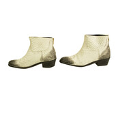 Zadig & Voltaire Teddy White Snakeskin Leather Ankle Boot Booties Shoes 36