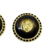 Versace Vintage Medusa Head Shank Button with Brown color lacquer forming rays