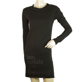 Barbara I Gongini Black Long Sleeves Mini Length Cotton Modal Dress