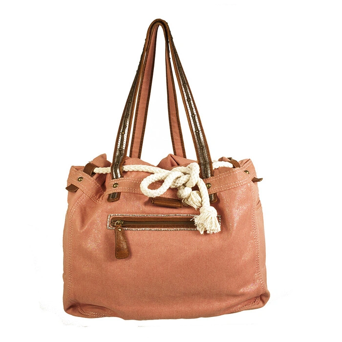 Juicy Couture Shiny Pink Canvas Rope Large Shoulder bag