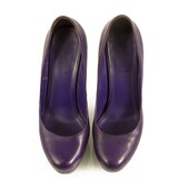 Yves Saint Laurent YSL Tribute Purple Leather Round toe Platform Heels Pumps 37