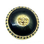 Versace Vintage Medusa Head Shank Button with dark Green color lacquer forming rays