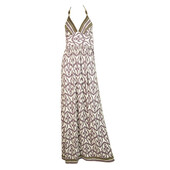 Milly of New York Purple White Ethnic Print Halter Neckline maxi Dress - Size M