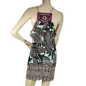 Matthew Williamson Ethnic Print Silk Αμάνικο Μίνι καλοκαιρινό φόρεμα μεγέθους 8