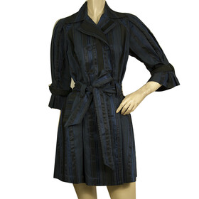 Diane Von Furstenberg DVF Kaimi Dark Blue Trench Coat Dress Robe Manteau w. Belt