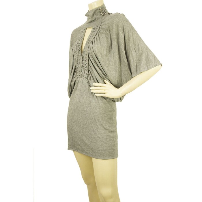 Sass & Bide Light Gray Woolen Mini Dress Sz 40 Eur w. Dolman Sleeves US 4