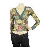 Angelo Marani Glam Multicolor Cats and Owls Sheer Blouse Top size IT 42