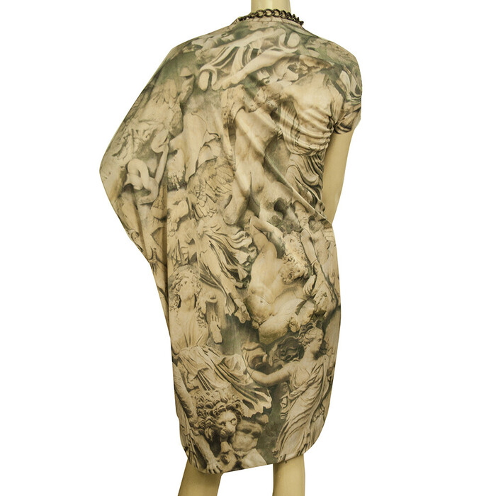 Alexander McQueen ancient gods print mini dress with chain at round collar 40 IT