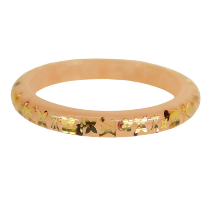 Louis Vuitton Thin Inclusion PM baby pink with gold resin sequins bangle bracelet