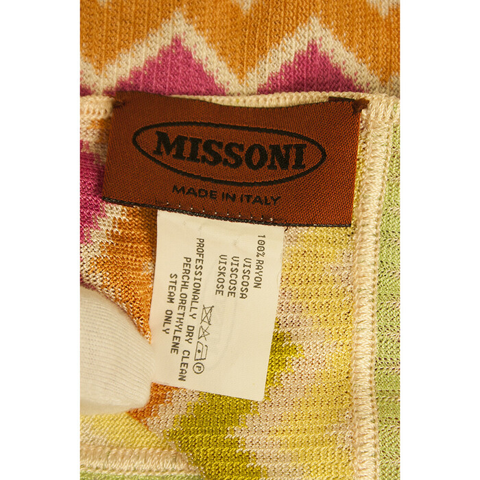 Missoni Pink Yellow Blue Lollipop Zig Zag Signature Viscose Knit Scarf Shawl