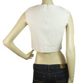 Dsquared2 D2 White Sleeveless Cropped Top Blouse Back Zipper size 40