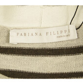 Fabiana Filippi Gray Brown Cotton Knit Striped Short Sleeve Cardigan Cardi