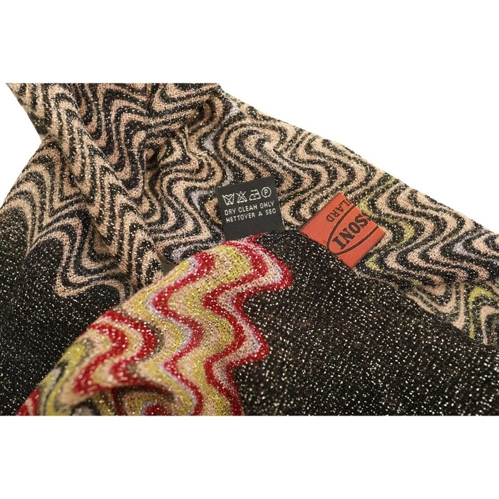 Missoni Gray Multicolor Zig Zag Metallic Shine Knit Long Foulard