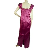 Enrico Coveri Fuchsia 100% Silk Off Shoulders Maxi Evening Gown Dress size 44