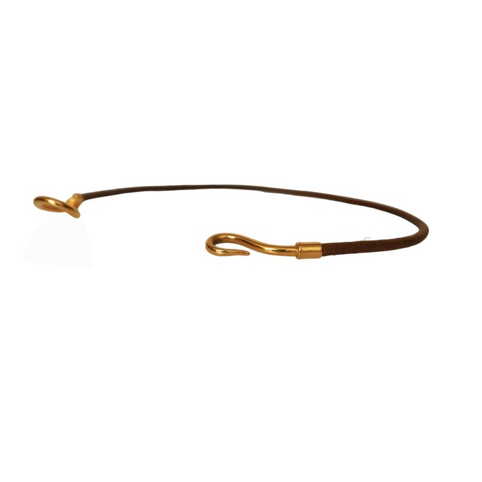 Hermès Jumbo Hook & Loop Light Brown Gold Leather Choker Necklace