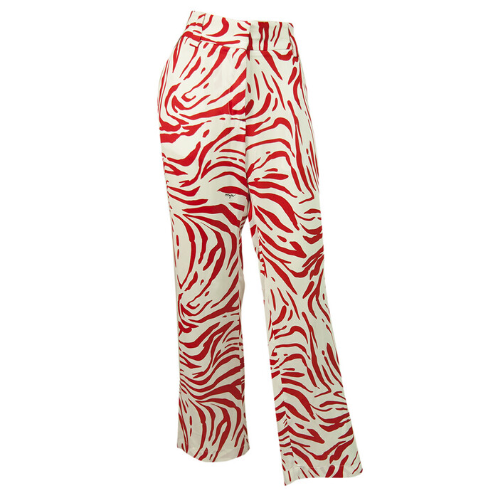 MSGM Milano Red & White Zebra Print Viscose Wide Leg Trousers Pants size 40