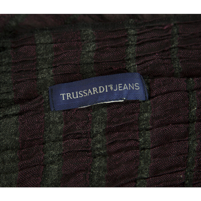 Trussardi Jeans Gray Purple Rectangular Ruched Long Scarf Shawl