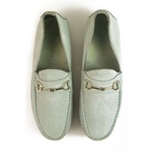 GUCCI Light blue suede leather silver tone HW moccasins loafers flat shoes 36.5 C