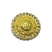 Versace Vintage Medusa Head Shank Button with Clear Crystal Beads Trim