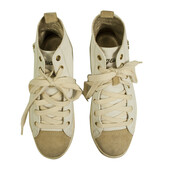 Dsquared2 Off White Leather Beige Suede High Top Lace Up Sneakers Shoes 36.5