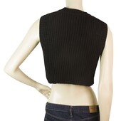 Neil Barrett Black Woolen Cropped Knit Top Short Gillet Vest size S