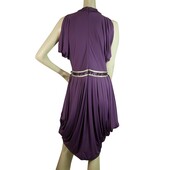 Pinko Purple Draped Empire Waist Beads Sequins Sleeveless Knee Dress sz L