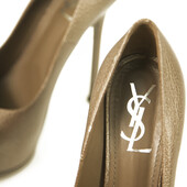 Yves Saint Laurent YSL Tribute Brown Leather Round toe Platform Heels Pumps 40,5