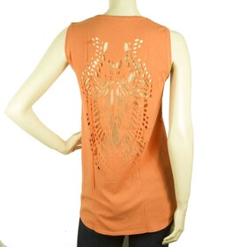 Zadig &amp; Voltaire Peach Sleeveless Bug Beetle Holes Back Tank Top Blouse sz XS