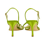 Jimmy Choo Green Crystal Flower Thong Sandals Slim Heel Strappy Shoes 39.5