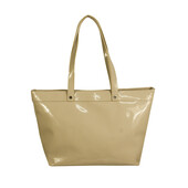 Armani Jeans Cream PVC Large Satchel Tote Shopper Handbag w. Charm Bag superb!