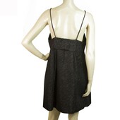 Milly of New York Black Shiny Spaghetti Straps Back Bow Mini Dress - Size 4