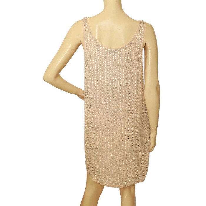 Haute Hippie Pinkish Beige Silk Fully Sequined Mini Length Tank Dress size S