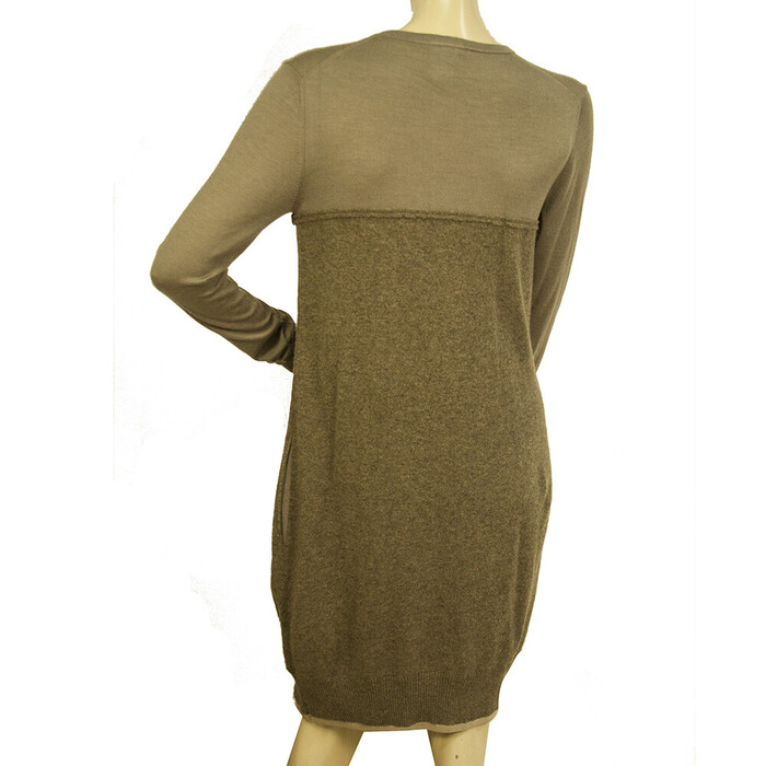 Chloe Brown Cashmere Silk Long Sleeve Knee Length Knit Dress size S