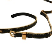 Louis Vuitton Black Leather Pyramid Studded Long Double Wrap Thin Skinny Belt