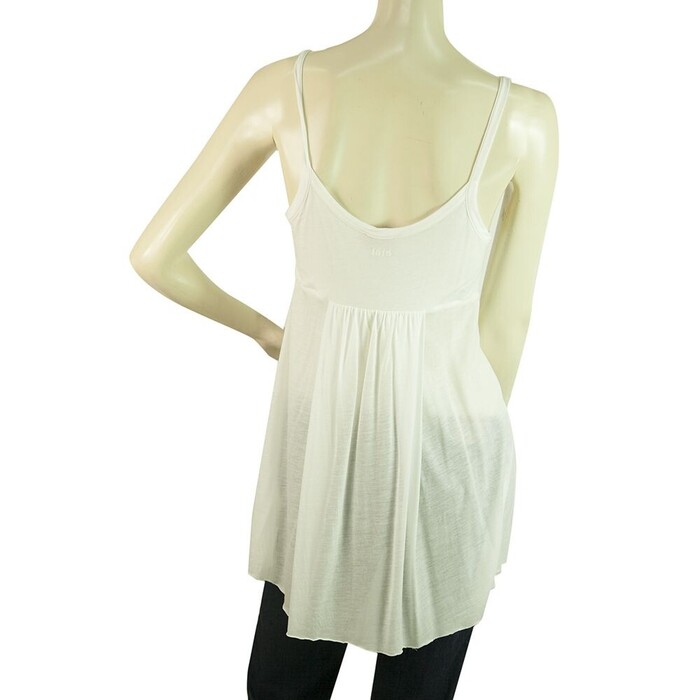 Pringle of Scotland White Spaghetti Straps Cami Long Pleated Top size S