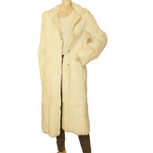 TWICE by Tittaporta white rabbit fur long length style fur jacket coat size 44