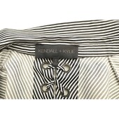 Kendall + Kylie Black & White Striped Button Down Shirt Tie Ribbon Back size S