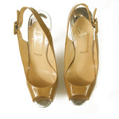 Christian Louboutin Scarpe Tricolor Camel Patent Leather Platform Heels 40,5