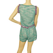 Missoni Mare Blue Zig Zag Knit Purple Ruffles Romper Playsuit Shorts size 40