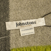Johnstons Purple Gray Green 100% Merino Fringes Long Wool Scarf Wrap Cache Col