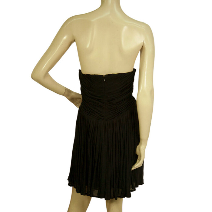 Alexander McQueen Black Draped Strapless Satin Mini dress size 44