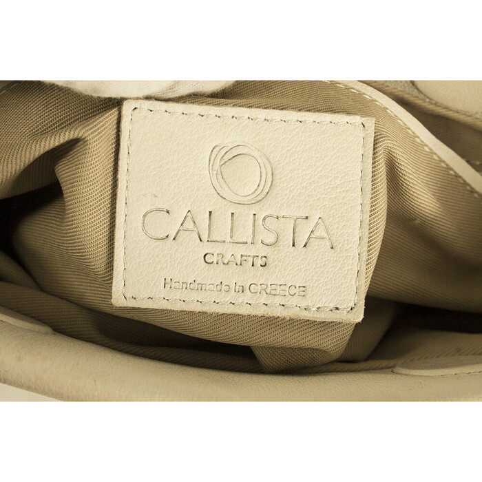 Callista Crafts off white leather with brown braided wristlet clutch bag handbag