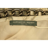 Alexander McQueen ancient gods print mini dress with chain at round collar 40 IT